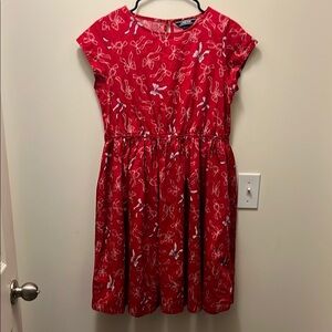 Lands end Red Kids Dress with Bow Pattern size 16+